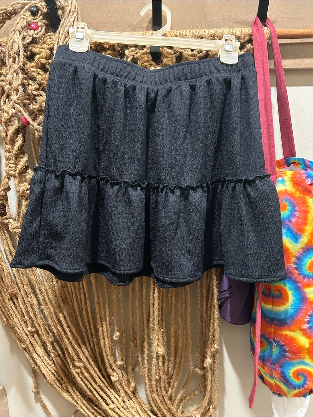 wonder nation Black Tiered Knit Skirt